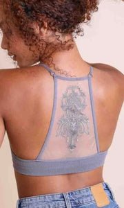 Anamar Grey Lotus Mesh Tattoo Back Brami Bralette Top