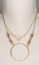 Gabi Gold Hammered Double Layer Hoop Triangle Pendant Necklace