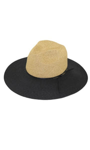 Banjo Natural & Black Large Brim Panama Sun Hat