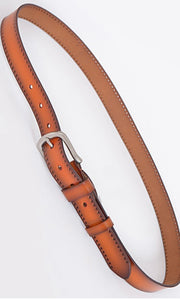 Western Inspired Burgundy OR Camel Skinny Leather Belt