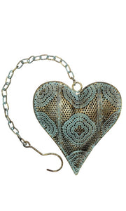 Ashia Blue Antique Finish Metal Hanging Heart