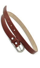 Antique Silver Black OR Brown Skinny Vegan Leather Belt