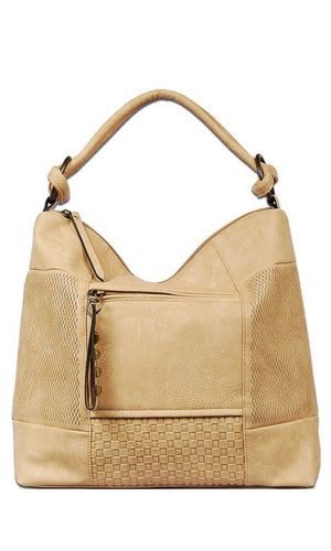 Bend Beige Vegan Leather Antique Hardware Shoulder Handbag