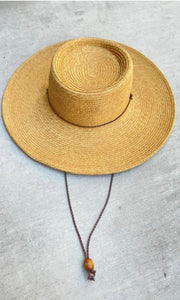Brandie Beige, Brown, Natural or Dark Heather Boater Hard Brim Sun Hat