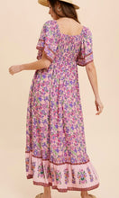 *SALE! Abard Pink Boho Border Print Smocked Midi Dress