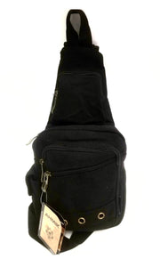 Benjie-Black Green  Crossbody Sling Military Utility Canvas Bag