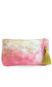 Papaya Blush “Catalina Watercolor” Small Tassel Pouch Purse Bag