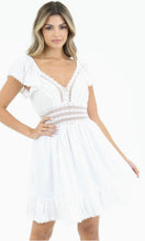 *SALE! Arita White Lace Trim Boho Smocked Empire Dress