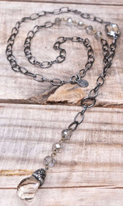 Dayna Crystal Lariat Beaded Long Necklace